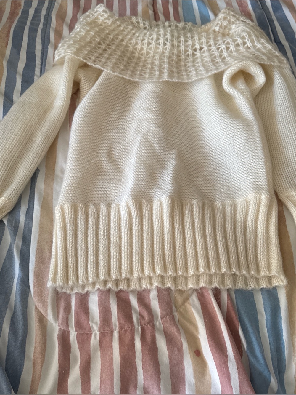 Moda International Cream Off-the-Shoulder Knit Sweater